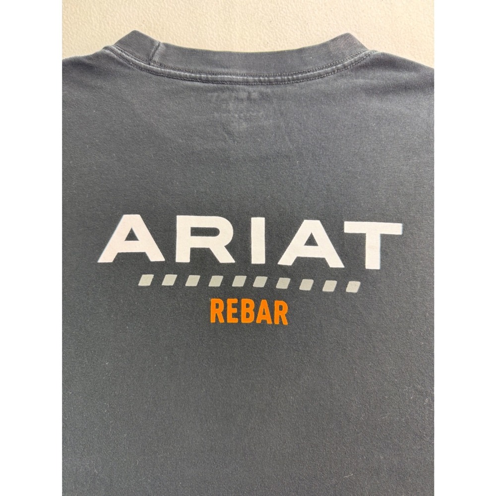 Ariat Rebar Cotton Strong‎ Logo T-Shirt Mens Size XL Black Short Sleeve Tee - Picture 10 of 12